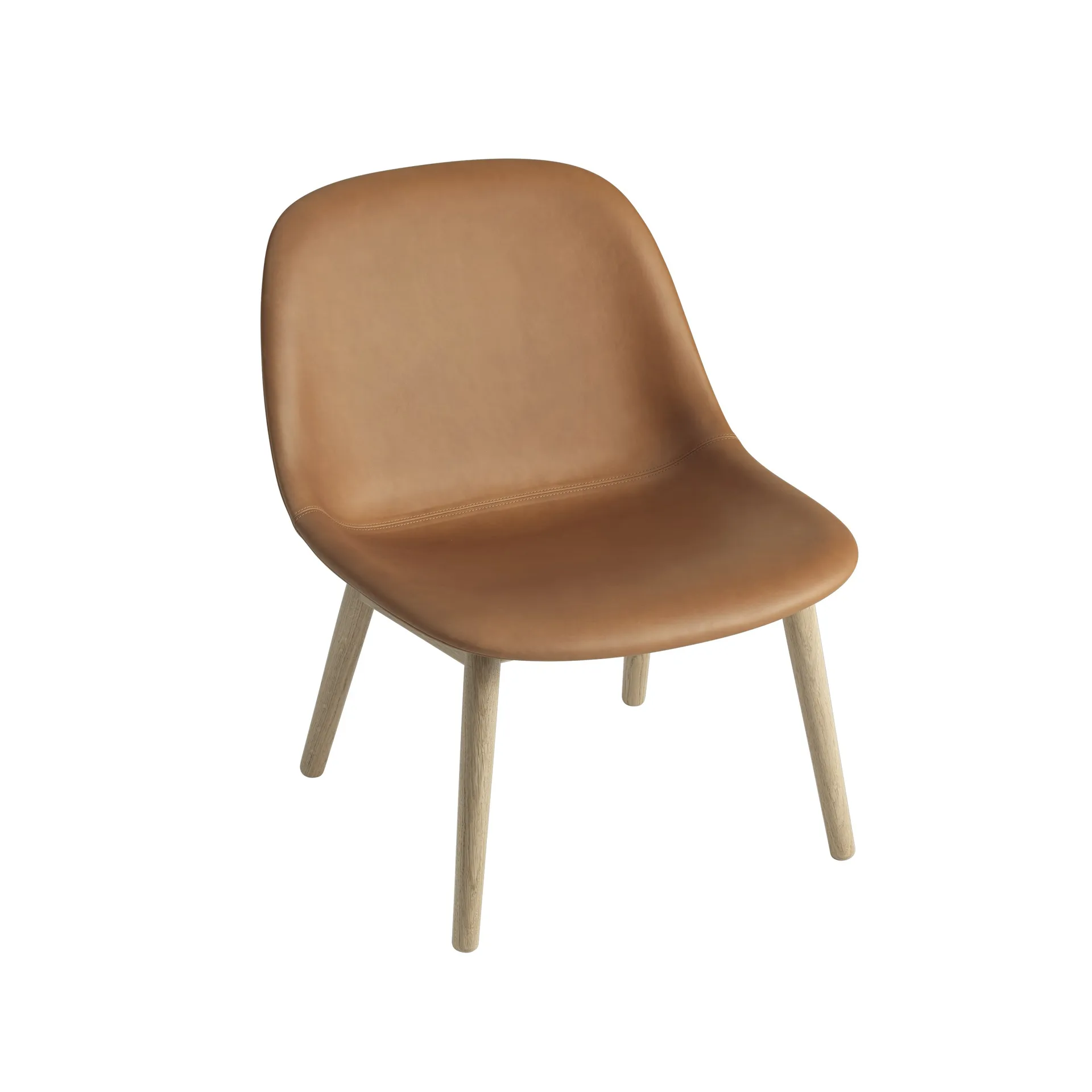 Fiber Lounge stol med ekben, Refine leather cognac Muuto