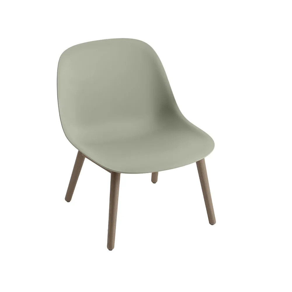 Fiber loungestol wood base, dusty green, mörkbrunbetsade ben Muuto