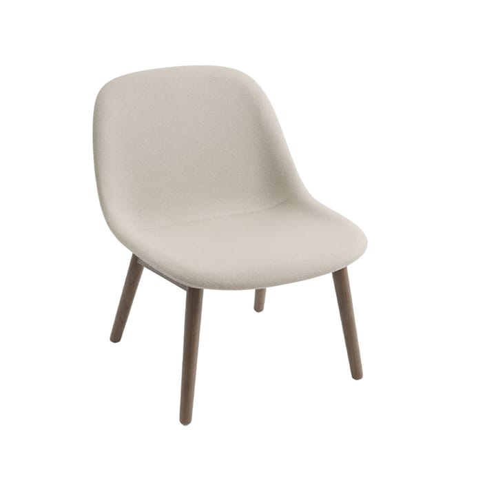 Fiber loungestol wood base - tyg hero 211 beige, brunbetsade ekben - Muuto