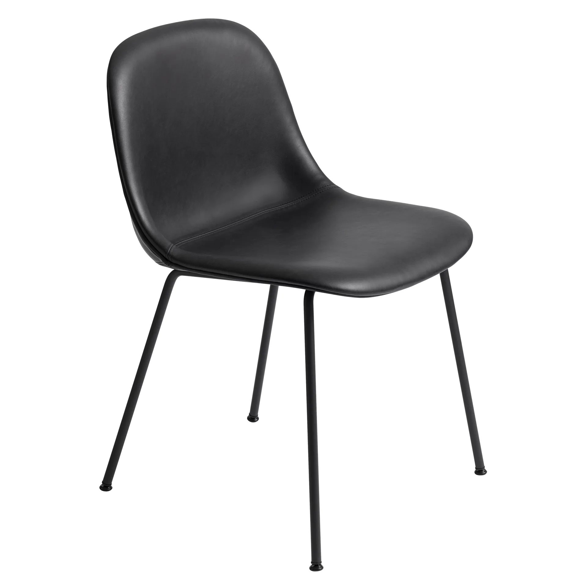 Fiber Side Chair med metallben, Refine leather black-Black Muuto