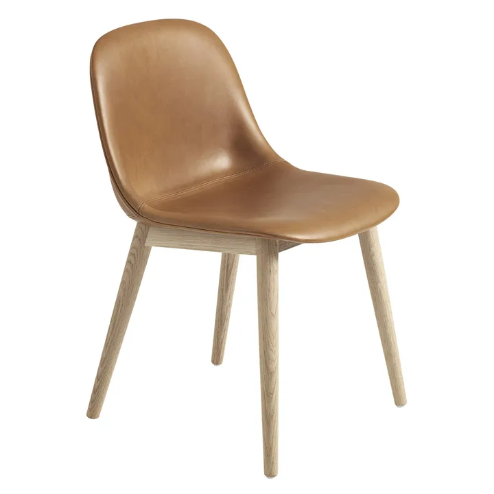 Fiber Side Chair stol med träben - Refine leather cognac-Oak - Muuto