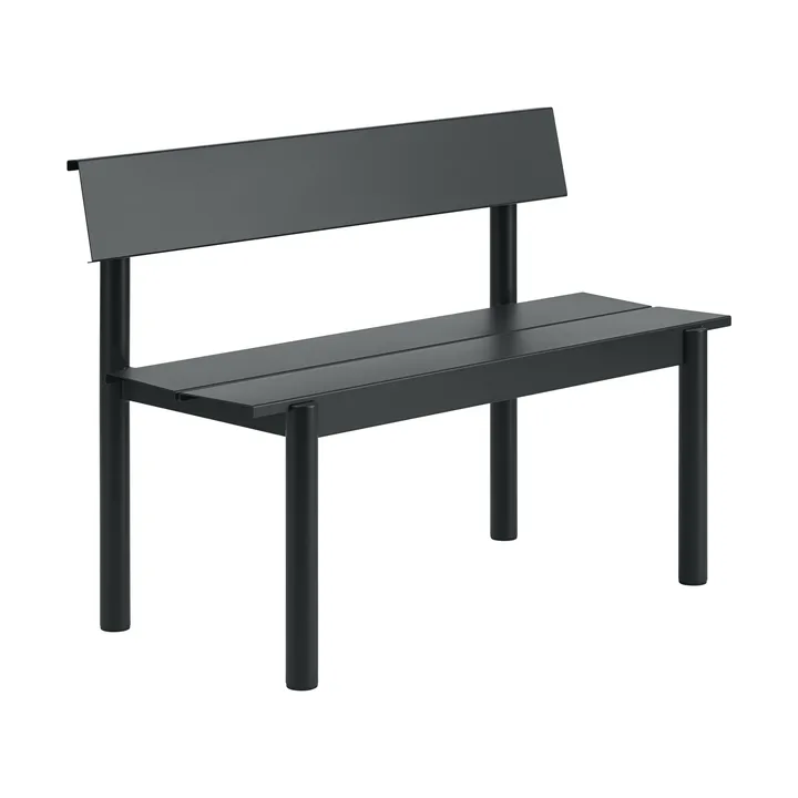 Linear Steel bänk med ryggstöd - Black, 110x34 cm - Muuto