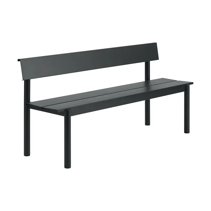 Linear Steel bänk med ryggstöd - Black, 170x34 cm - Muuto