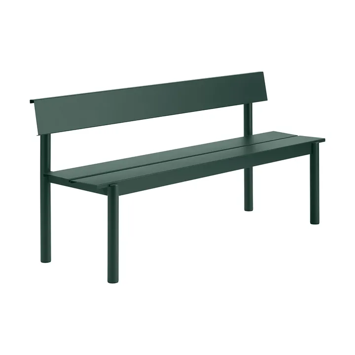 Linear Steel bänk med ryggstöd - Dark green, 170x34 cm - Muuto