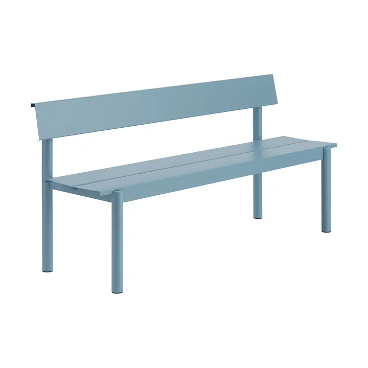 Linear Steel bänk med ryggstöd - Pale blue, 170x34 cm - Muuto