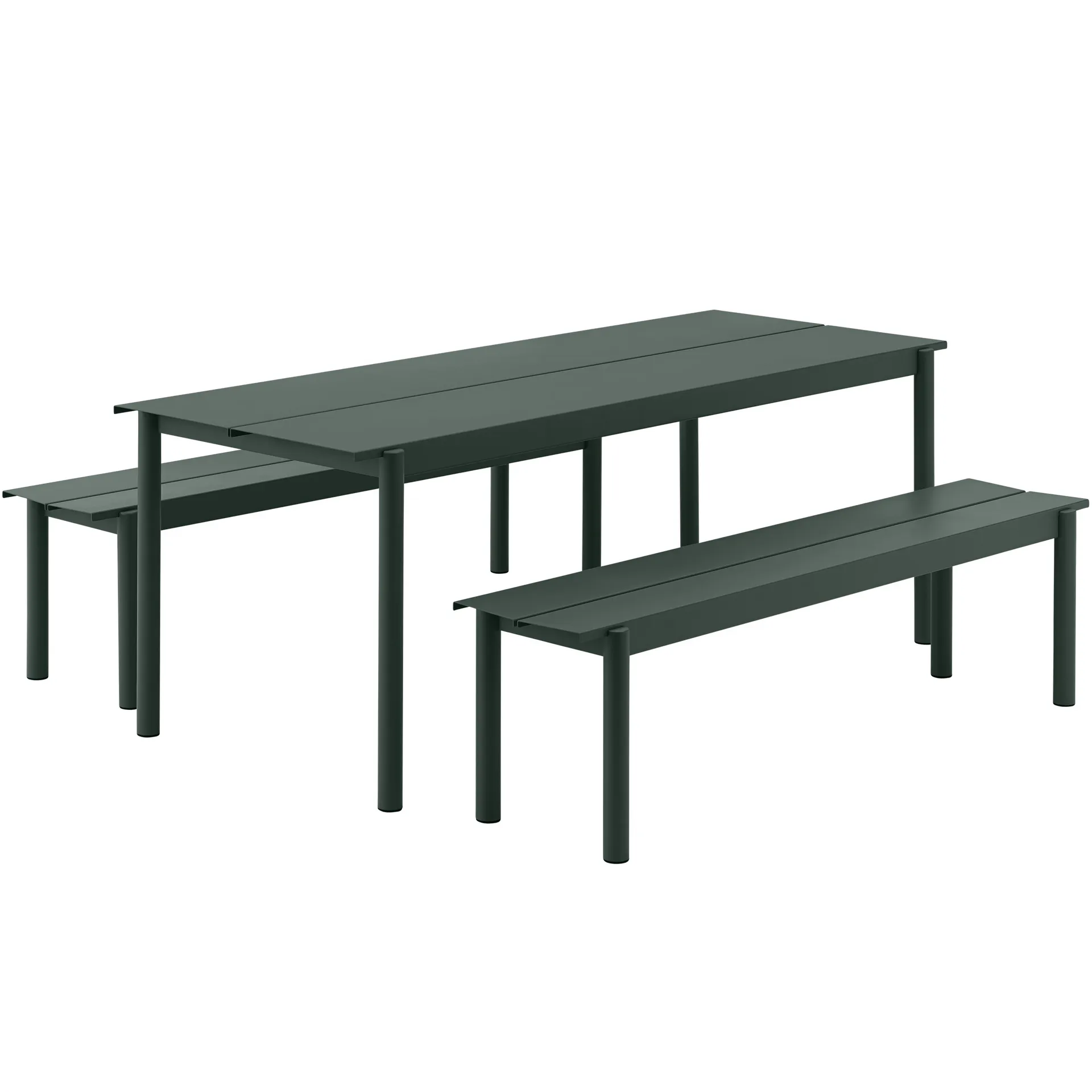 Linear steel bench bänk 170x34 cm, Dark green Muuto