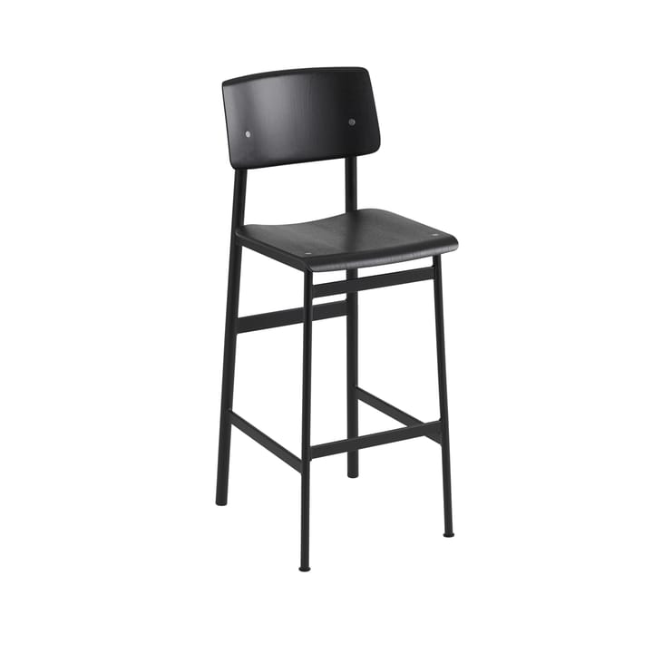 Loft barstol - black, hög, svart stålstativ - Muuto