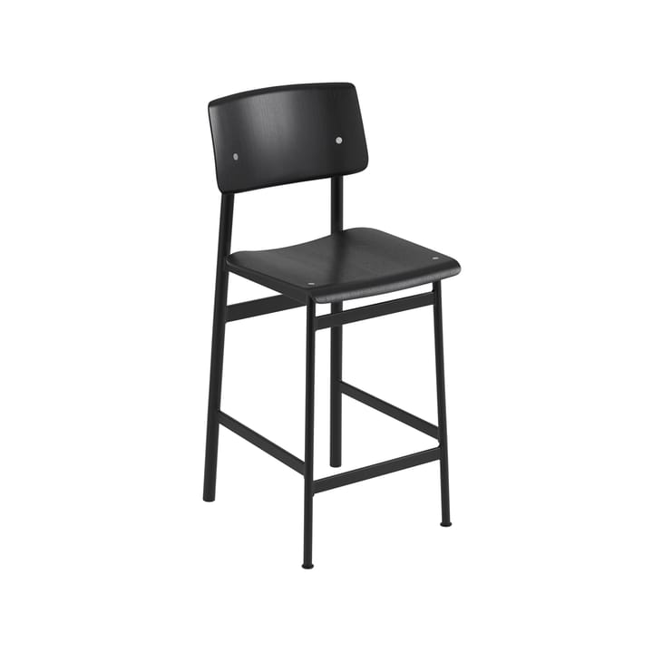 Loft barstol - black, låg, svart stålstativ - Muuto