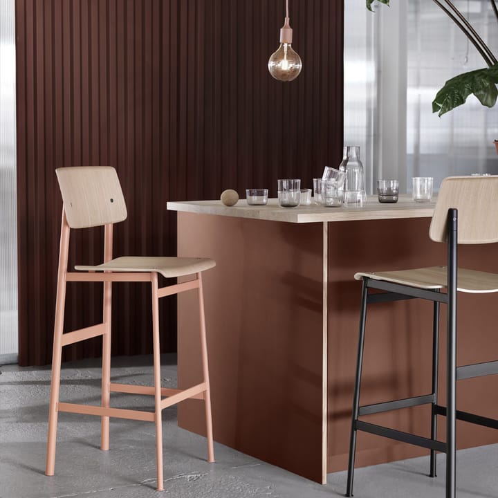 Loft barstol, Oak-hög-dusty green stålstativ Muuto