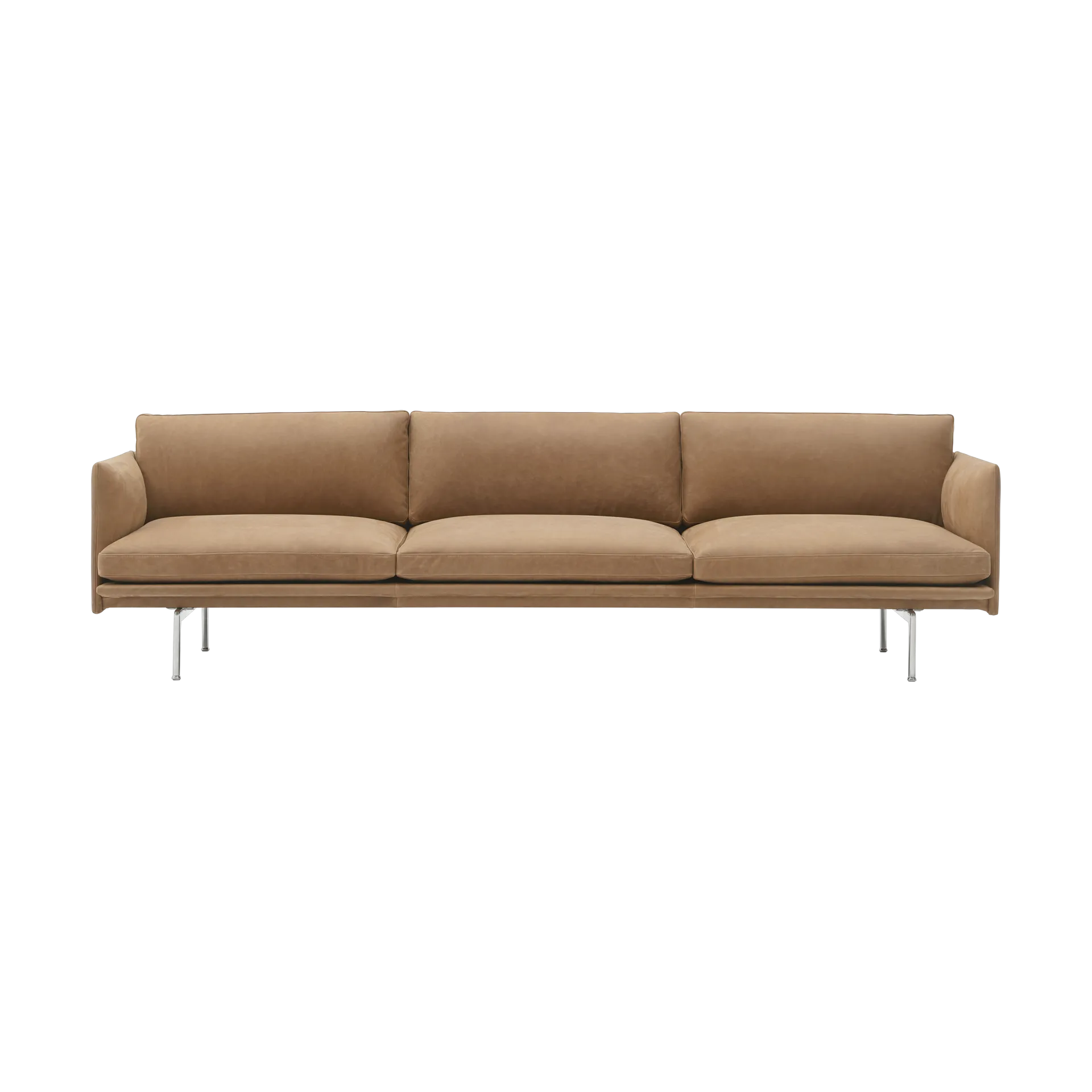 Outline 3,5-sits soffa polished alu, Grace leather Camel Muuto