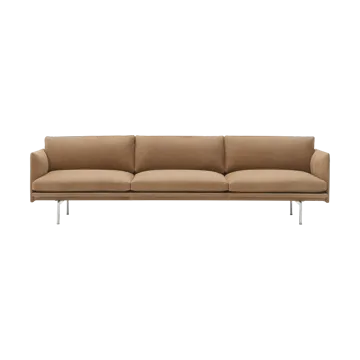 Outline 3,5-sits soffa polished alu - Grace leather Camel - Muuto