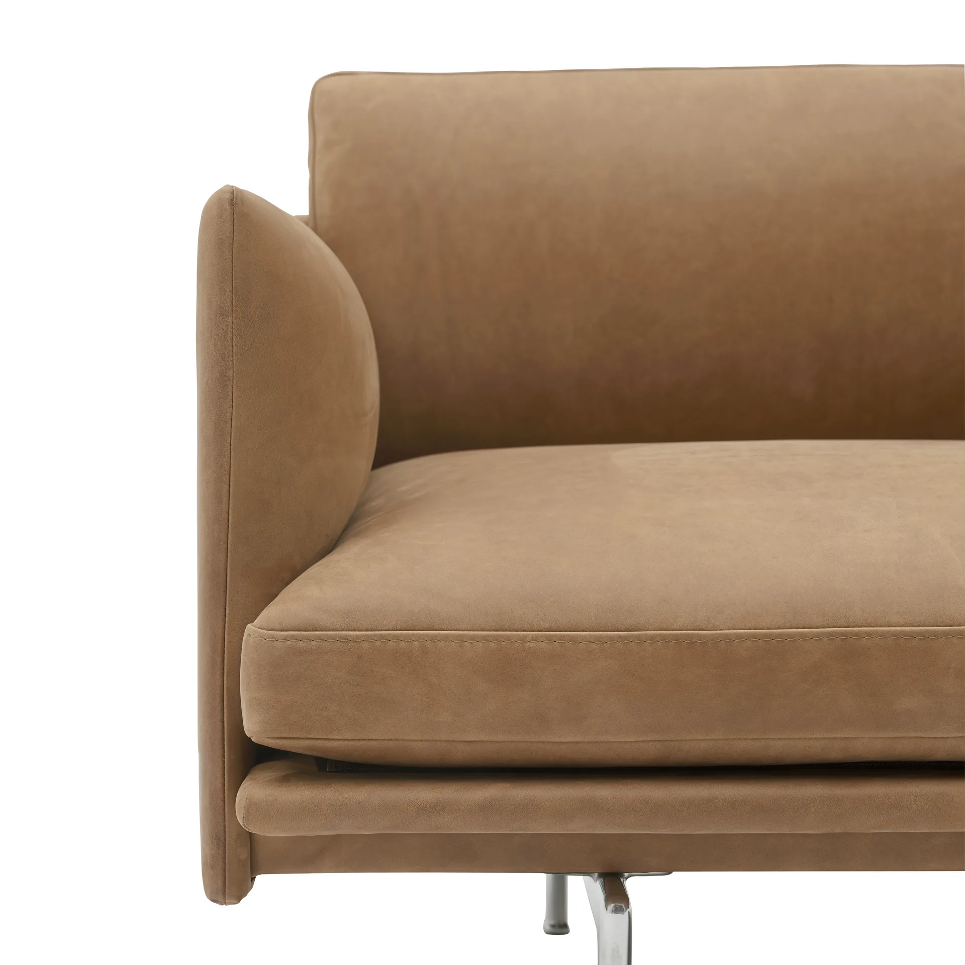 Outline 3,5-sits soffa polished alu, Grace leather Camel Muuto