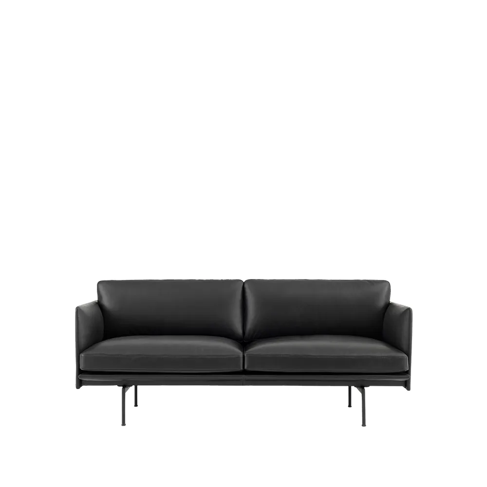 Outline soffa 2-sits, Refine leather black-Black Muuto