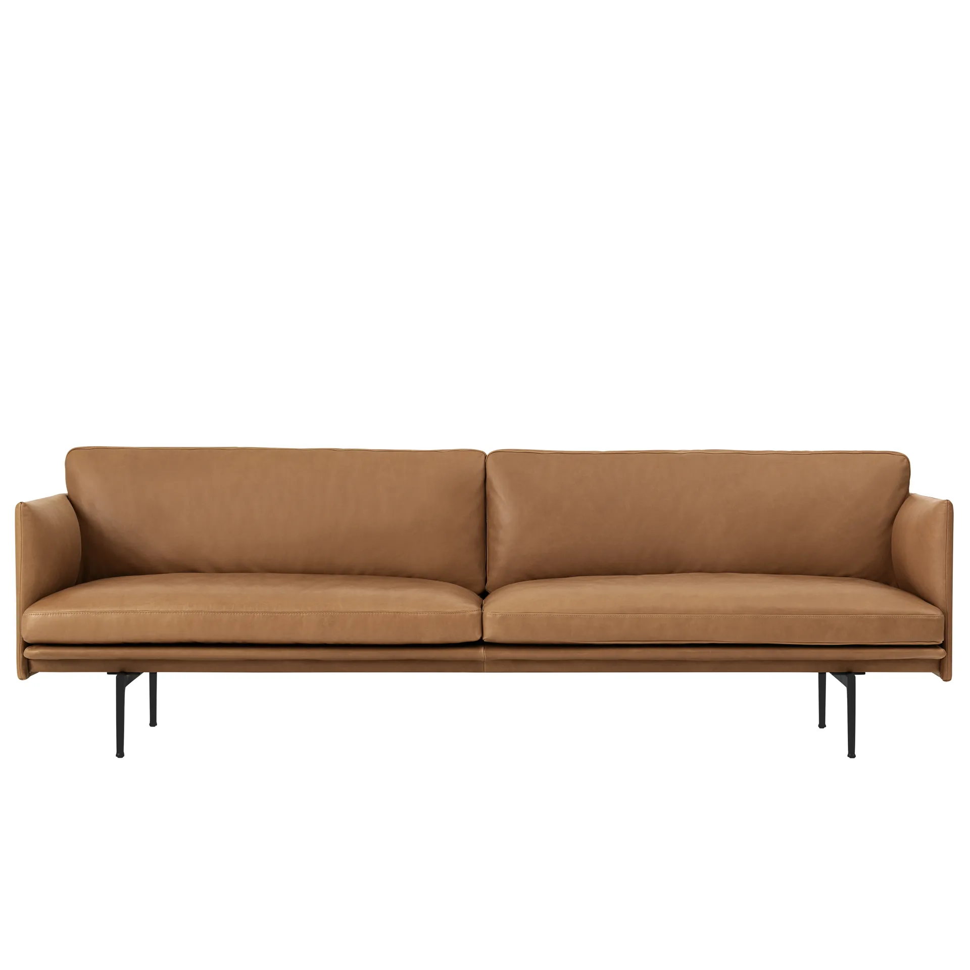 Outline soffa 3-sits läder, Cognac-svarta ben Muuto