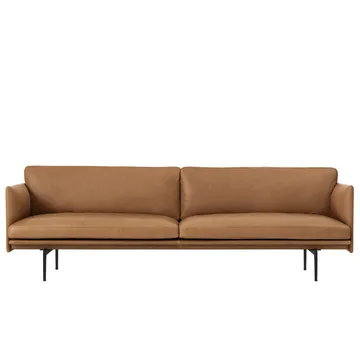 Outline soffa 3-sits läder - Cognac-svarta ben - Muuto