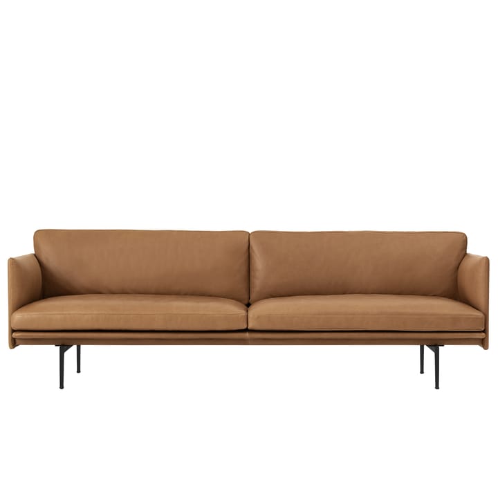 Outline soffa 3-sits läder - Cognac-svarta ben - Muuto