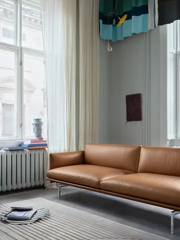 Outline soffa 3-sits läder - Cognac-svarta ben - Muuto