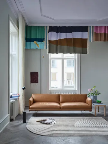 Outline soffa 3-sits läder - Cognac-svarta ben - Muuto