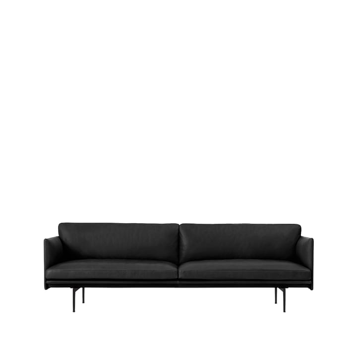 Outline soffa 3-sits läder - Refine black-svarta ben - Muuto