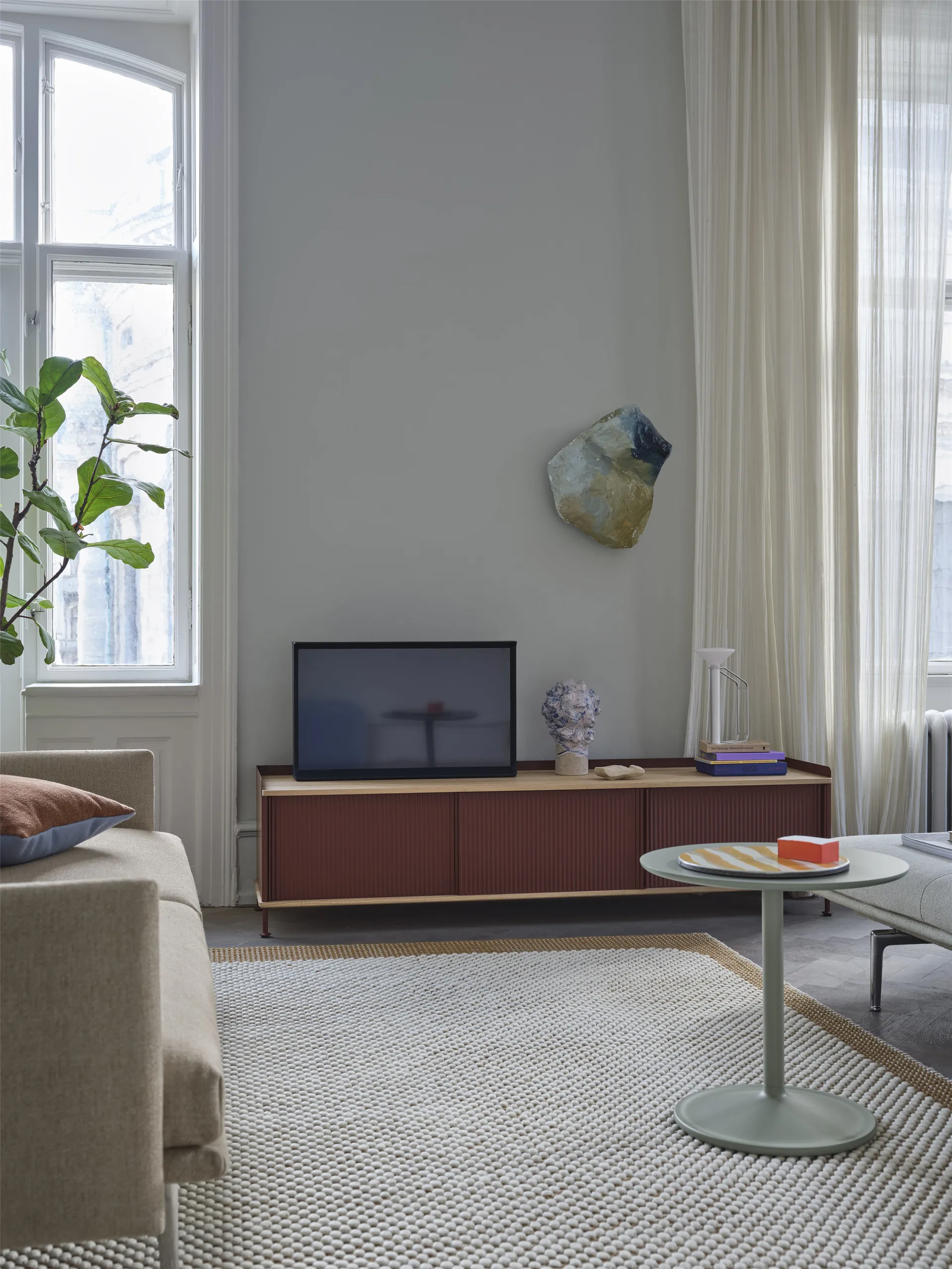 Outline soffa 3-sits tyg, Ecriture 240-Polished Aluminum Muuto
