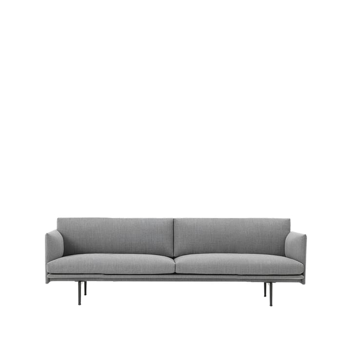 Outline soffa 3-sits - tyg fiord 151 grey, svarta ben - Muuto