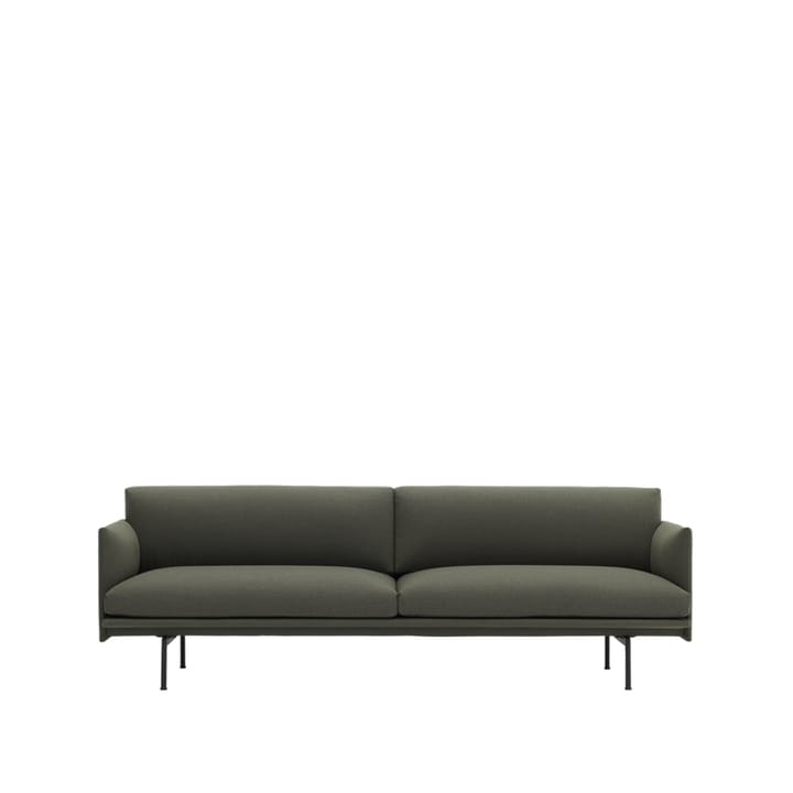 Outline soffa 3-sits - tyg fiord 961 green, svarta ben - Muuto