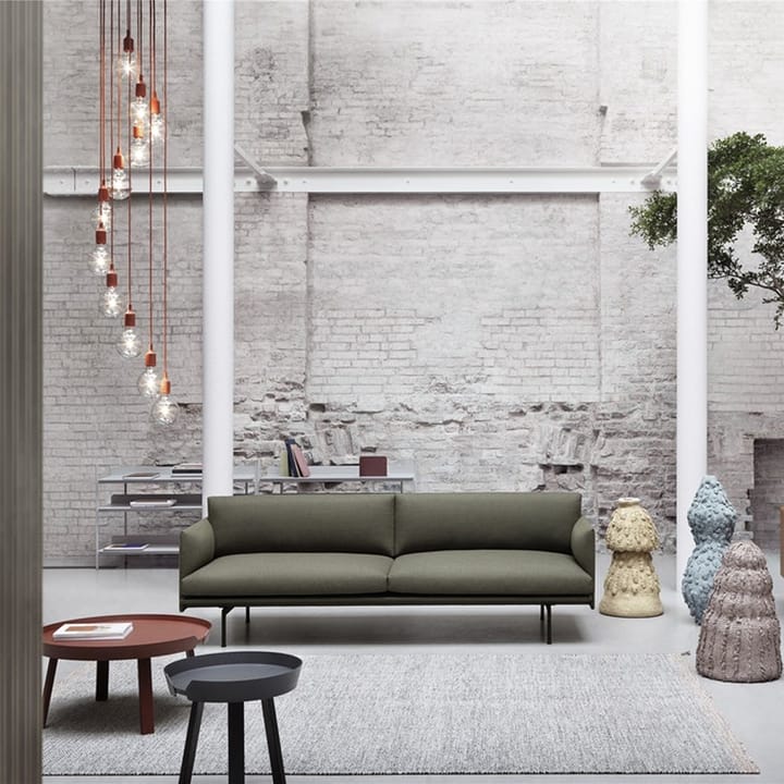 Outline soffa 3-sits tyg - Fiord 961 green-svarta ben - Muuto