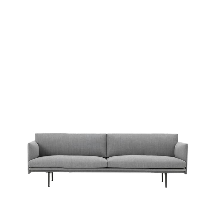 Outline soffa 3-sits tyg - tyg fiord 151 grey, svarta ben - Muuto