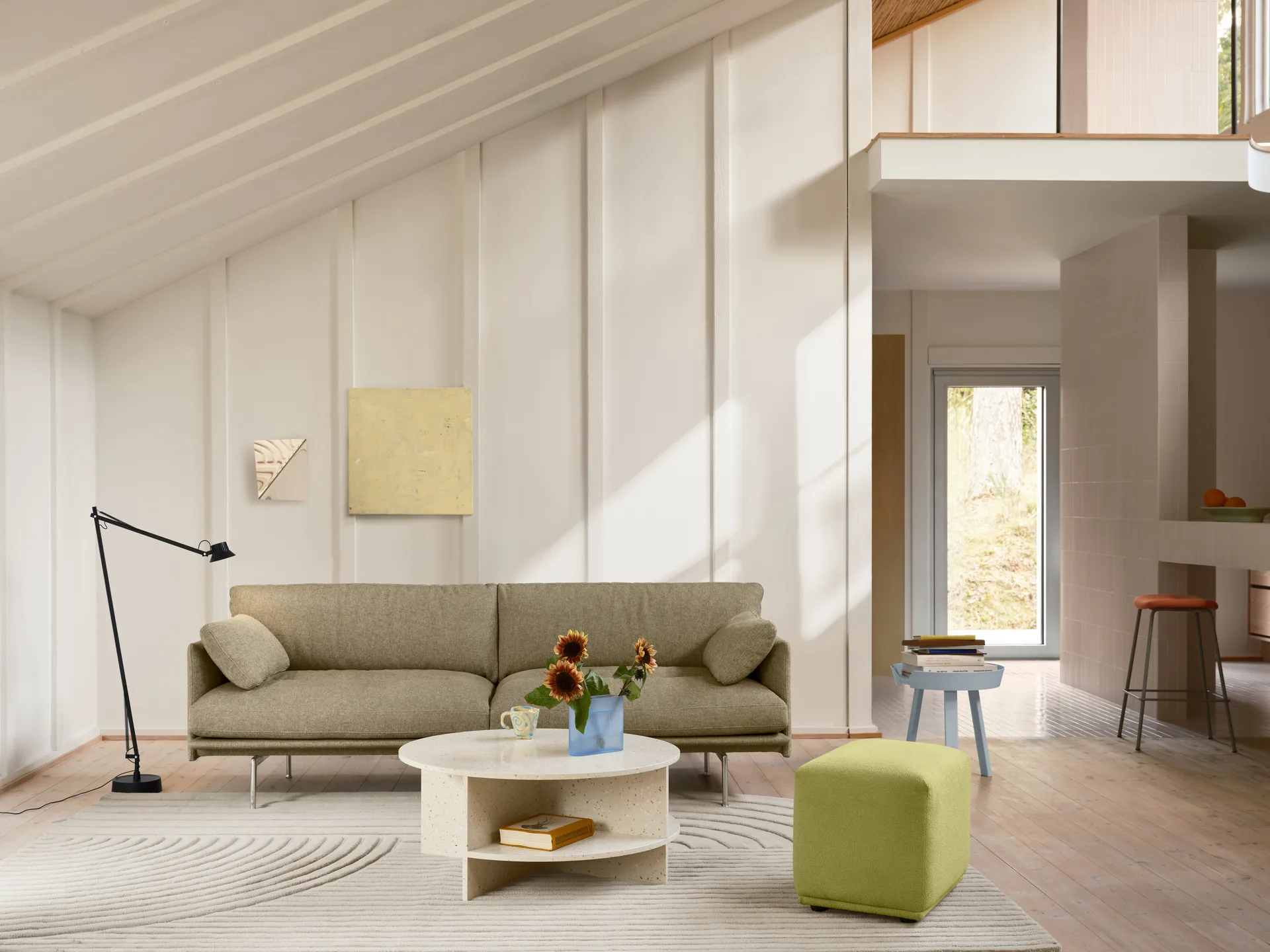 Outline Soft soffa, Clay 15-aluminiumben, 3-sits Muuto