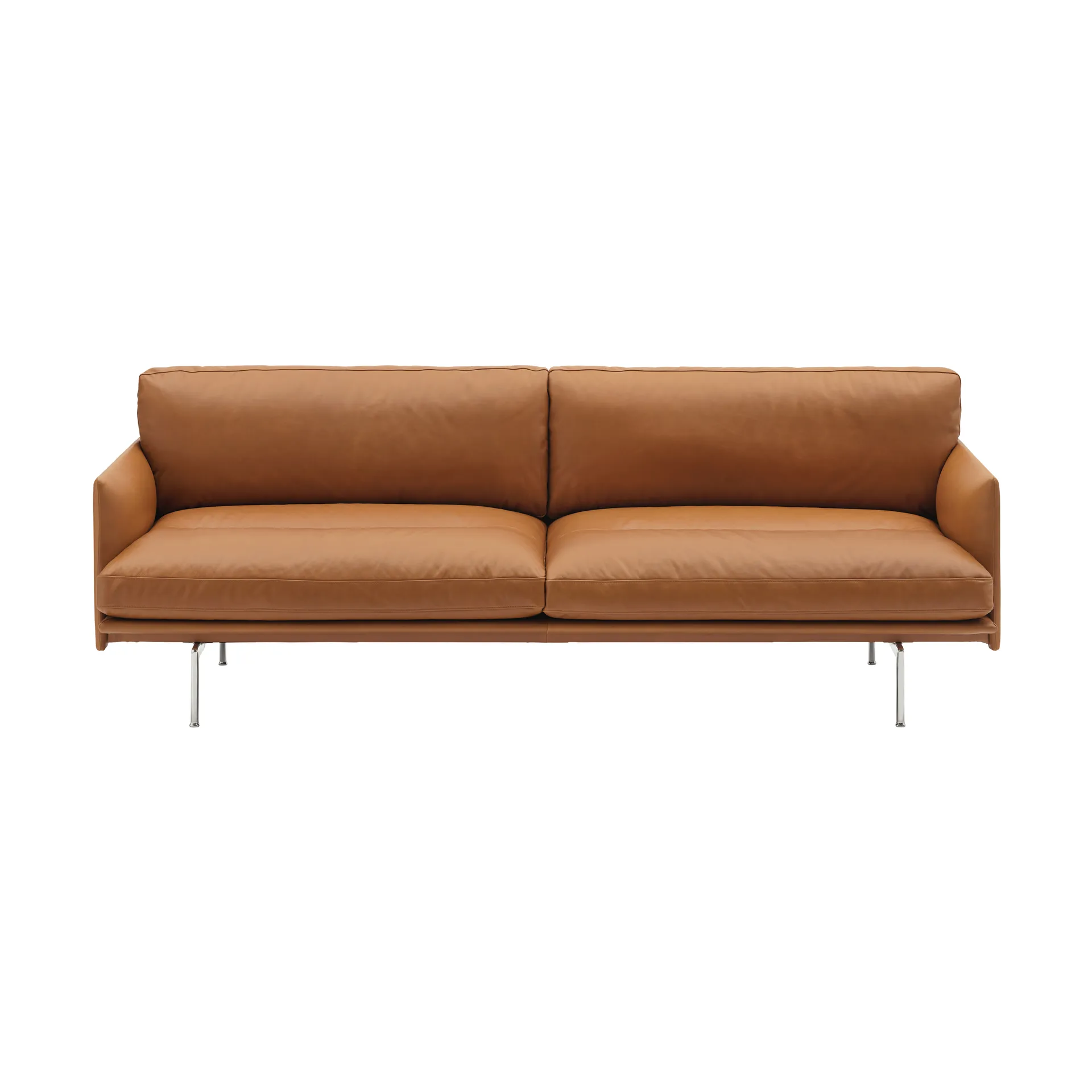 Outline Soft soffa, Refine Leather Cognac-aluminiumben, 3-sits Muuto