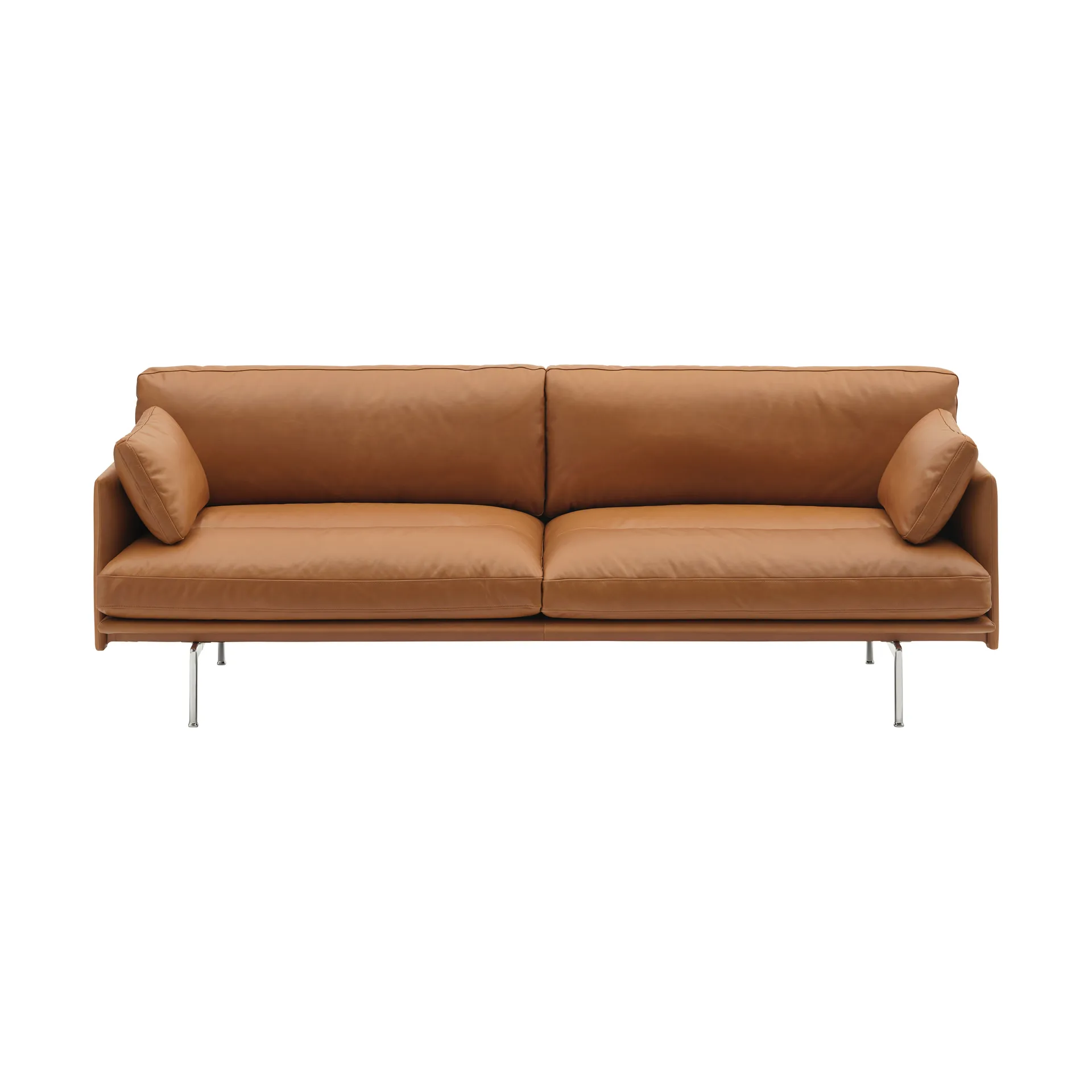 Outline Soft soffa, Refine Leather Cognac-aluminiumben, 3-sits Muuto