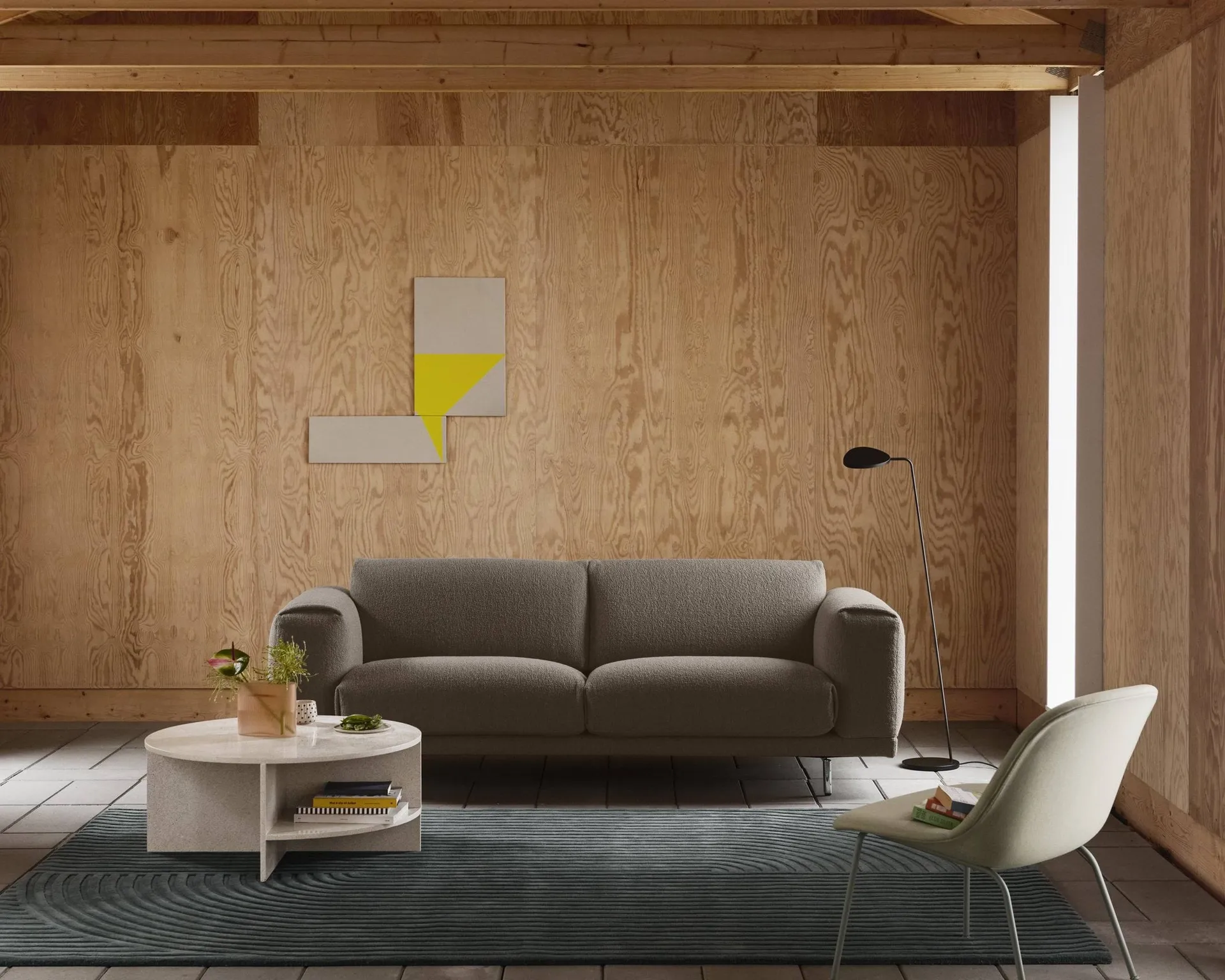 Relevo Rug Quattro ullmatta, Off white, 170x240 cm Muuto