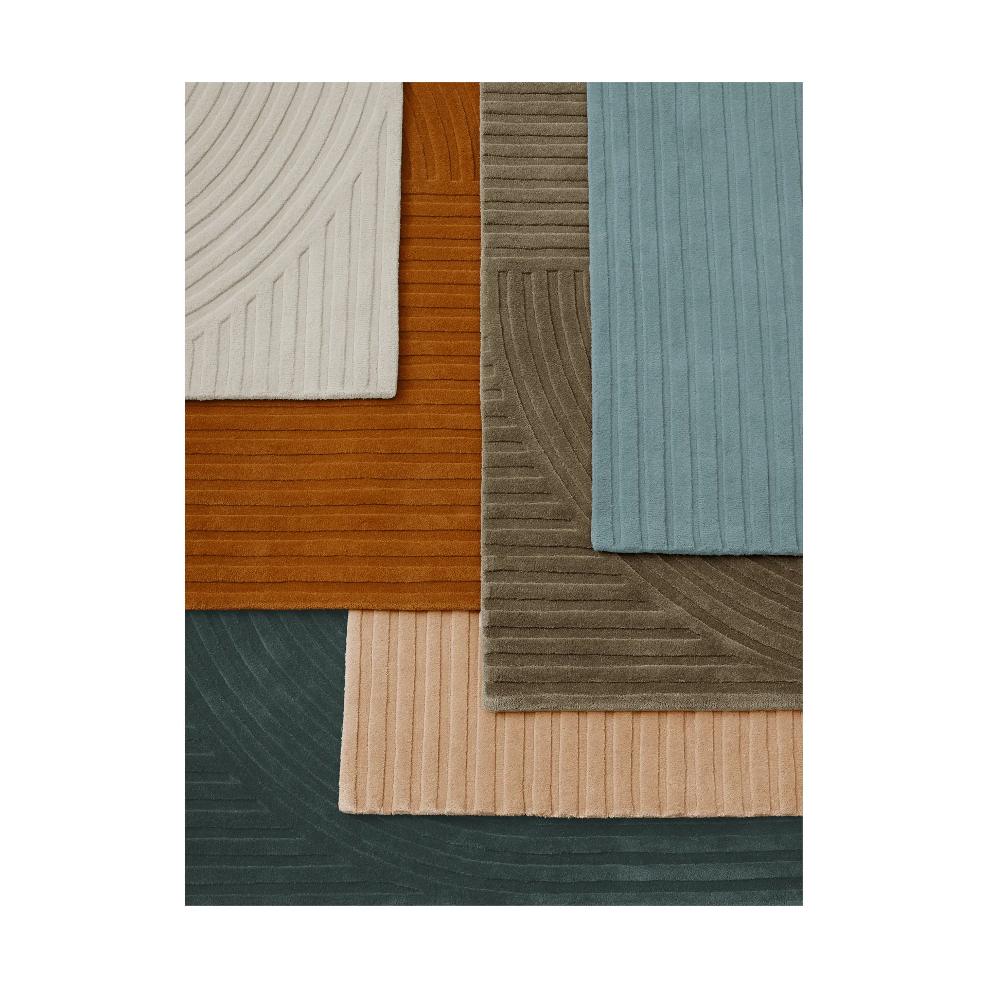 Relevo Rug Quattro ullmatta, Sage green, 170x240 cm Muuto