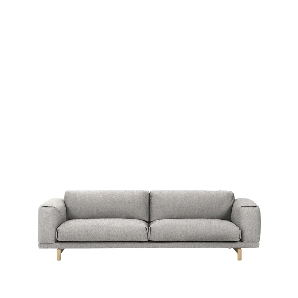 Rest soffa, 3-sits tyg vancouver 14 light grey, ekben Muuto