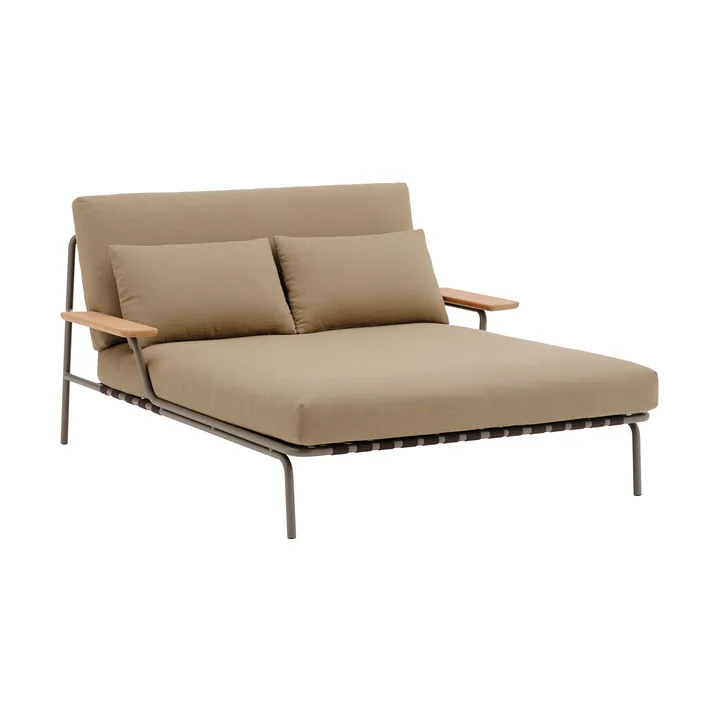 Settle loungesäng - Ribbed Weave 5-taupe, med armstöd - Muuto