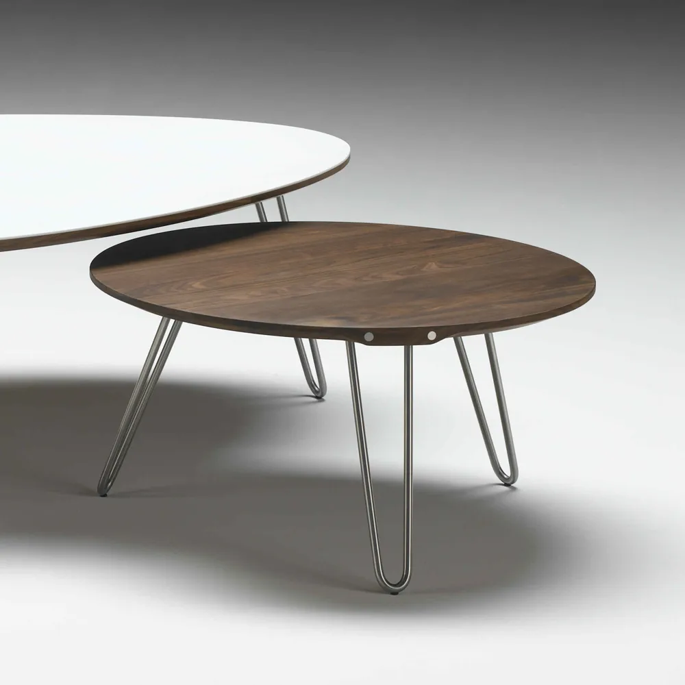 AK 1810 soffbord, valnöt, högt, ben rostfritt stål Naver Collection