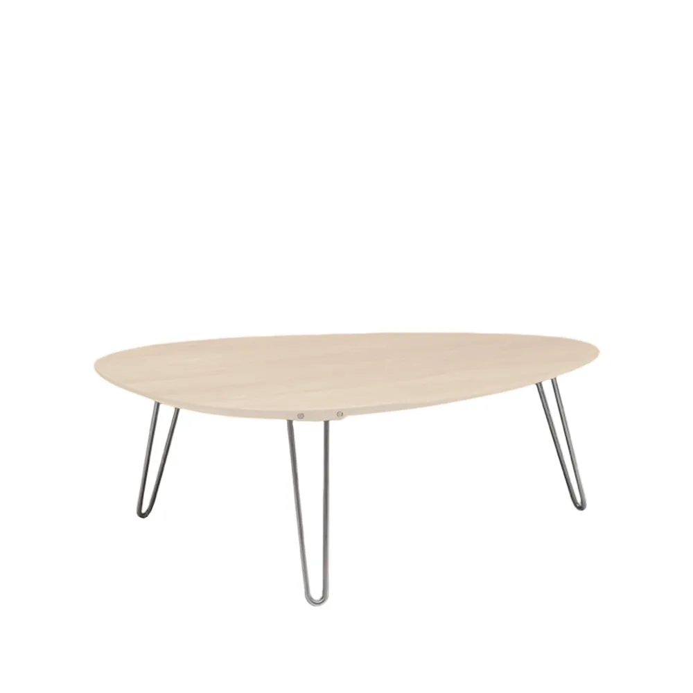 AK 1860 soffbord, ek vitolja, h.36cm, rostfritt stålstativ Naver Collection