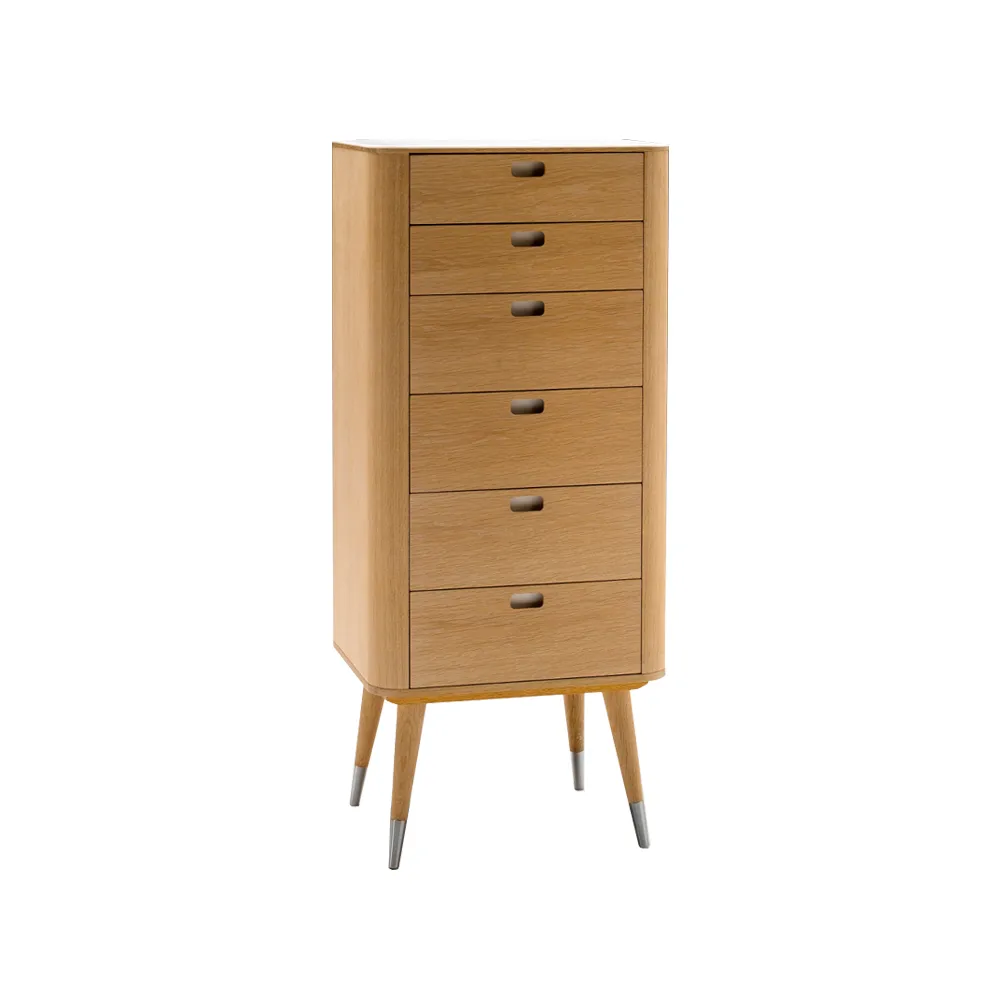 AK 2420 byrå, ek olja, vit corian topp, 6 lådor Naver Collection