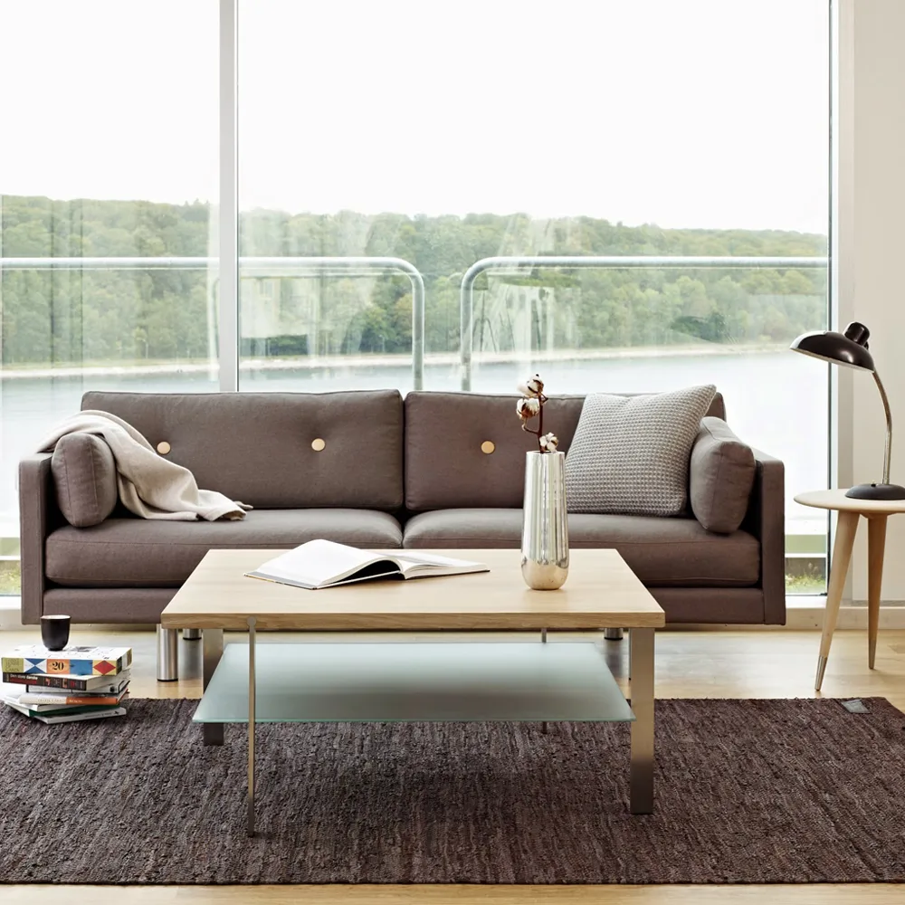 AK 942 soffbord, ek olja, med glashylla Naver Collection