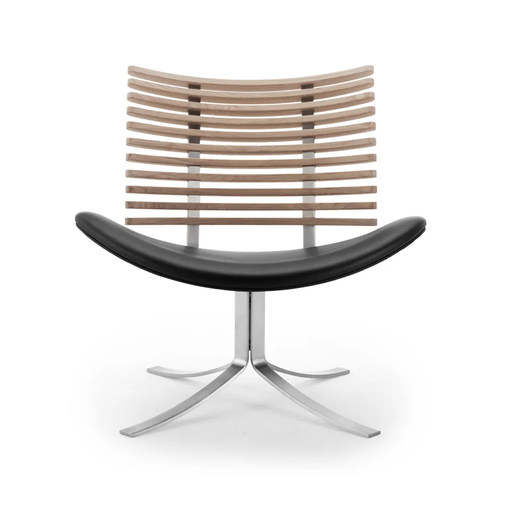 Gepard GM 4175 loungefåtölj, läder select svart, oljad ekrygg, rostfritt stålstativ Naver Collection