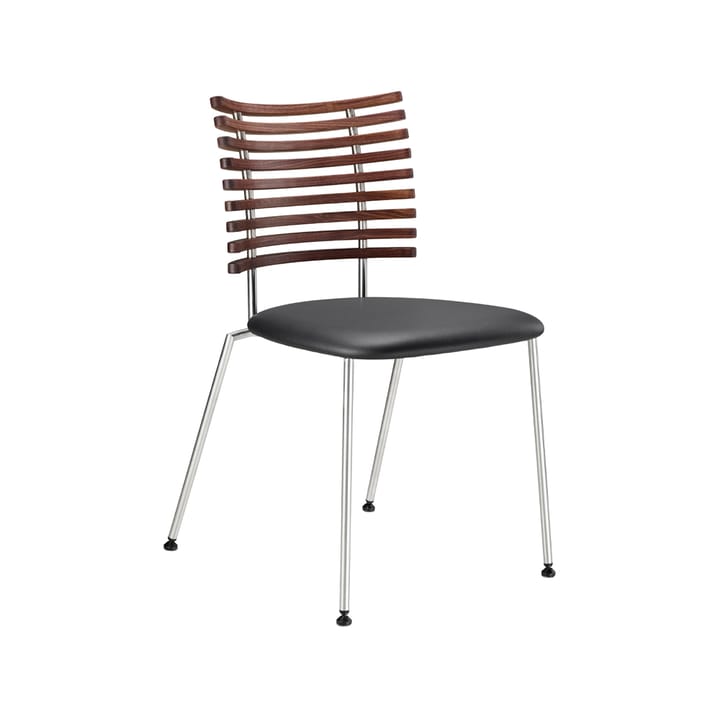 Tiger GM 4105 stol - läder select svart, rygg i valnöt, rostfritt stativ - Naver Collection