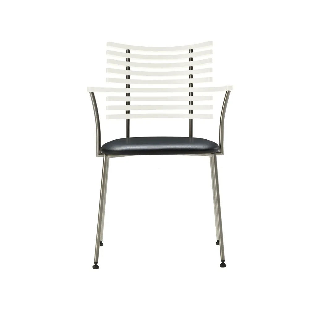 Tiger GM 4106 karmstol lädersits, läder svart, rygg vitbets ask, rostfritt stål Naver Collection