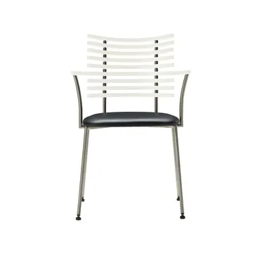 Tiger GM 4106 karmstol lädersits - läder svart, rygg vitbets ask, rostfritt stål - Naver Collection