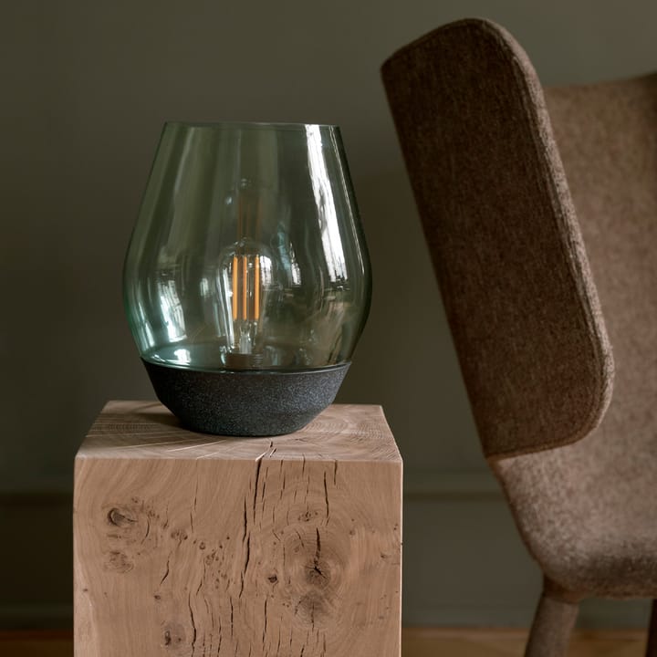 Bowl bordslampa - stainless steel, ljust rökfärgat glas - New Works