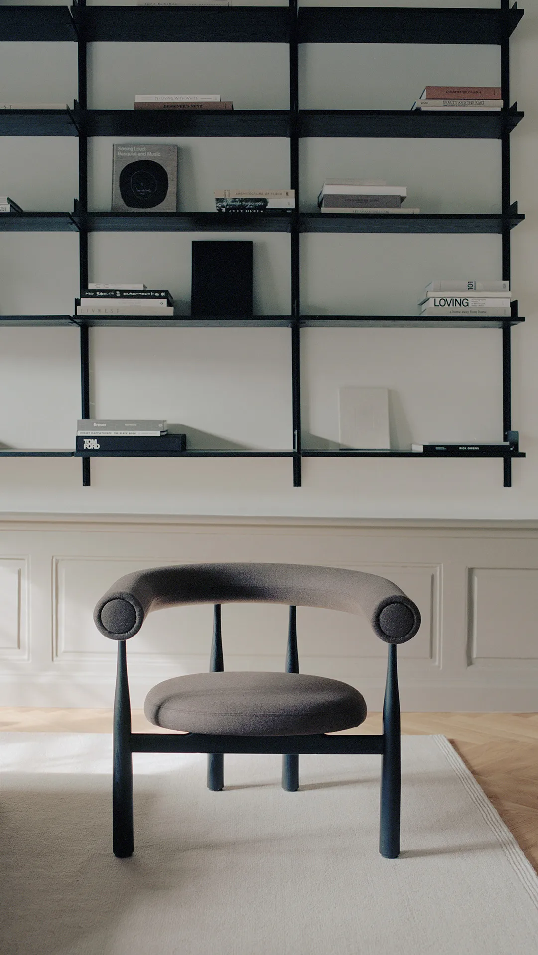 Bukowski Lounge Chair, Black, Wooly Plus 1008 New Works