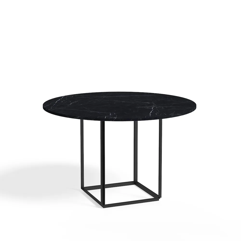 Florence matbord runt, black marquina marble, ø120 cm, svart stativ New Works