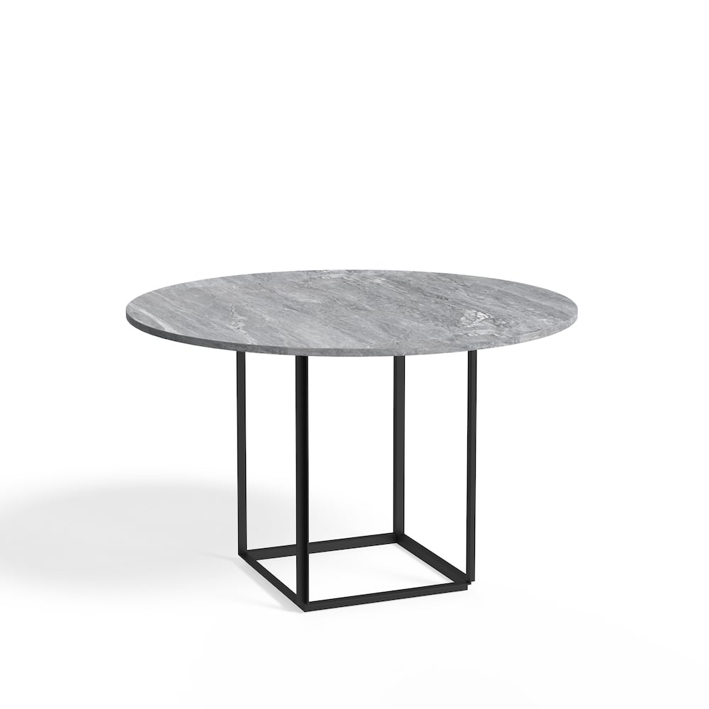 New Works Florence matbord runt grey ruivina marble, o120 cm, svart stativ