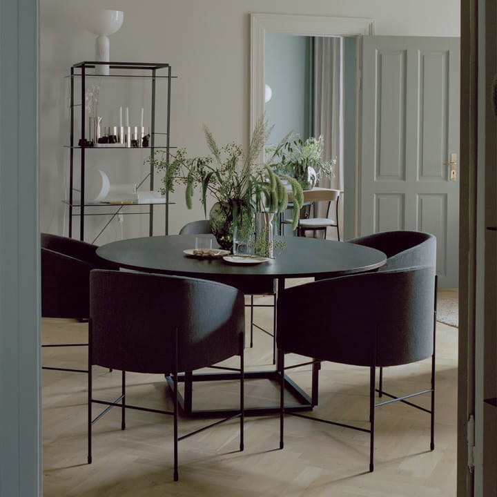 Florence matbord runt, walnut, ø120 cm, svart stativ New Works
