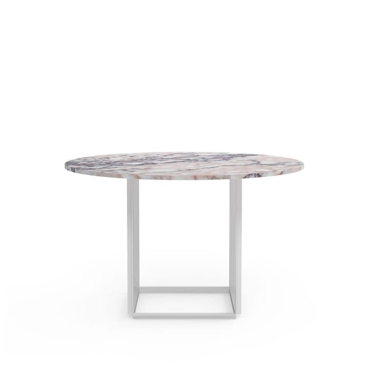 Florence matbord runt, white viola marble, ø120 cm, vitt stativ New Works