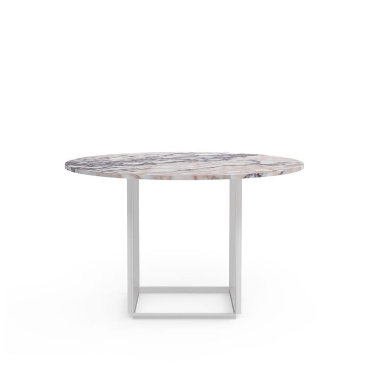 Florence matbord runt - white viola marble, ø120 cm, vitt stativ - New Works